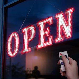 40 x 14 Inch Open Sign for Business with Remote Control, Super Bright LED Flashing Open Signs Large Light Up Open Sign Hanging Installation for Storefront Window Door (Flash Red&White)