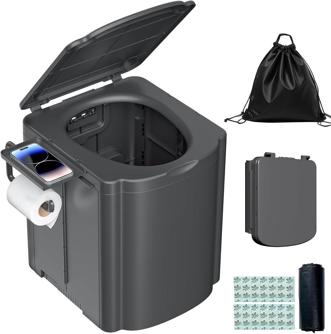Portable Toilet for Camping, Outdoor Toilet for Camping with Lid, Adult Potty for Car, Easy Clean Portable Camping Toilet, Truck Driver Portable Toilets 440lbs,Grey