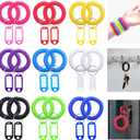 18 Pcs Assorted Color Wrist Spring Spiral Coil Keychains with 18 Pcs Key Tags, Stretchable Plastic Wrist Coil Keychain for ID Badge Gym Pool Sauna Outdoor Activities