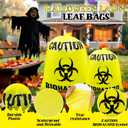 2 x 12 Pcs Large Halloween Leaf Bags Biohazard Halloween Decorations Halloween Trash Bags for Leaves Plastic Yard Lawn Waste Bag Scientist Biohazard Bag Outdoor Biohazard Zombie Party Decorations (Yellow)
