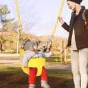 Toddler Swing Seat with Coated Chains, Heavy Duty Kids High Back Bucket Swings with Tree Straps and Hooks for Outdoor, Playground, Backyard, Swing Set Accessories by Domaker, Yellow