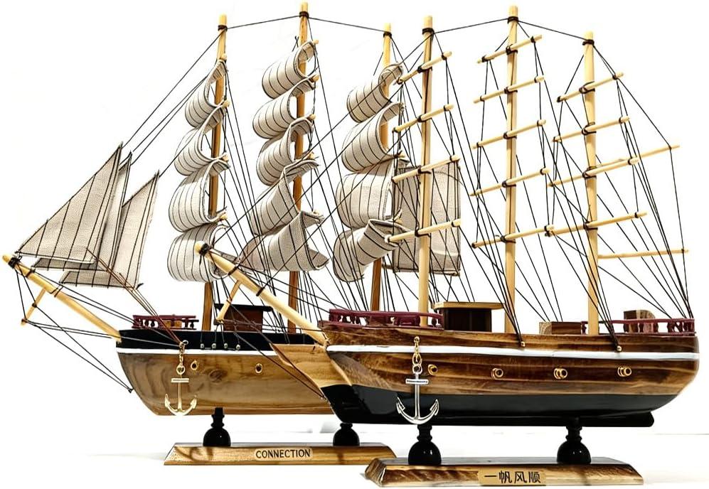 2 Handmade Crafts with Multiple Sailboat Models for Decorating Sailboats and Ocean-Themed Sailboats. Wooden Sailboats Suitable for Home and Office Desks (Wood Color)