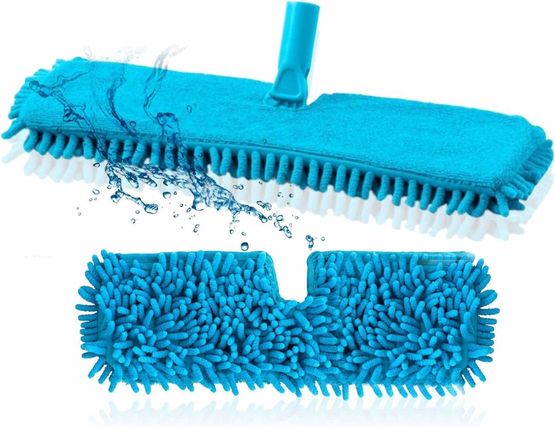 2 in 1 Mop Refill Replacement Pad Microfiber Chenille Noodle Floor Cleaning Washable Removable Super Absorbent Laminate Dust Cleaning Head Refills 