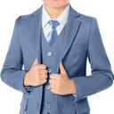 Boys Formal Suit 5 Piece Set, Toddler Tuxedos for Wedding, Suits for Teens Boy Dress School Clothes (4, Blue)
