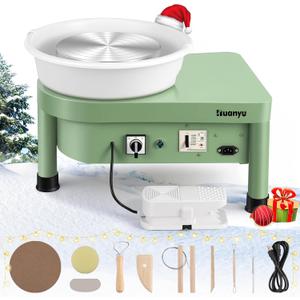 Huanyu Pottery Wheel Machine 25 cm/10" with Foot Pedal, Electric Ceramic Forming Machine with Detachable Basin DIY Art Clay Potter's Wheel for Beginners Adults at Home Pottery