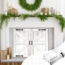 Fireplace Draft Cover for Winter Indoor Fireplace Blanket for Heat Loss Rustic Wooden Door Pattern Draft Stopper with Hook for Inside Insulated(White,39 x 32 Inch)