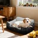 Dog Bed for  Dogs, Rectangle Washable Orthopedic Dog Bed, Soft Calming Sleeping Bed Durable Pet Cuddler with Anti-Slip Bottom, 31”x26”x7”, Black