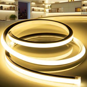 LED Strip Lights Yellow 32.8ft 110-120V Neon Rope Lights,Flexible Silicone Outdoor Waterproof Neon Strip Lights for Bedroom,Mirror,Kitchen Cabinet, Living Room,Halloween Decor