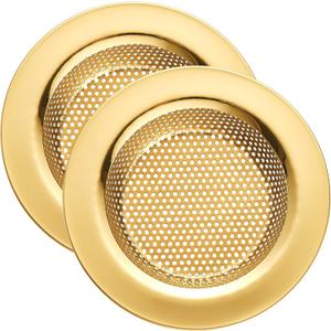 LASSHSWA Kitchen Sink Strainer Stainless Steel, Kitchen Sink Drain Strainer, Gold Sink Strainers for Kitchen Sinks with Large Wide Rim 4.5" Diameter (2 PCS)