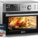 Kitchen in the box 32QT Extra Large Air Fryer Toaster Oven Combo, 21-in-1 Countertop Convection Toaster Oven with Rotisserie and Dehydrate, 6 Accessories, 1800W Dual Cook Preset (Silver), 15.8"d X 17.8"w X 13.4"h