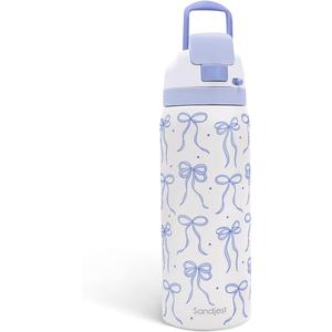 Bow Stainless Steel Water Bottle, Vacuum Insulated, Push-Button Lid, 32 oz, Gifts for Women Girls Friends Teens Birthday Christmas