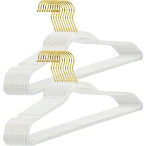 20 Pack Coating Sweater Hangers 16", Plastic Hangers with Bling Gold Glitter, Crystal Clear Acrylic Hanger with Swivel Hook, Non-Slip Space Saving Coat Hanger for Adult Closet,