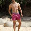 unitop Mens Swim Trunks with Compression Liner 5 Inch Inseam Surfing Board Shorts with Zipped Pockets (40, Pink)