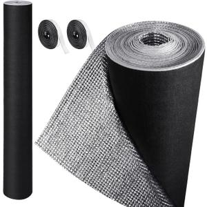 Frienda Double RV Door Window Shade Cover Blackout Reflective Insulation Roll 300 x 48 Inches Aluminum Foil Insulation Kit for RV Garage Roof Door Window Skylight Shade(Black)