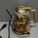 Hazel Quinn Retro X Eduardo Recife Collaboration Electric Kettle- 1 Litres / 34 Ounces Retro Small Tea Kettle, Double Wall, 304 Stainless Steel, 800W Fast Boiling, Cordless, BPA-Free, Auto Shut-Off (Floral Printed)