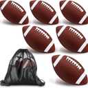 WinnerWhy 6 Pcs Inflatable Footballs Composite Leather Footballs with Pump Official Size Balls for Youth, Junior, Adult, College, High School, American Foot Ball Training Sport Gifts
