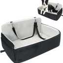 Dog Car Seat for Medium Dog Bed Large Dogs Booster Car Seat Under 55 lbs or 2 Small Dogs Soft Filling in Thick Memory Foam with Safety Leashes and Storage Pocket (Gray, Large)
