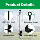 Ground Anchors, Tent Stakes Heavy Duty, Trampoline Anchor Kit, Triple Propeller,Heavy Duty Anchor Hook for Canopies, Car Ports, Sheds, Swing Sets, Easy to use, 4pcs 15 Black