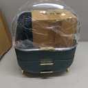 Makeup Organizers and Storage Make up Organizer for Vanity Cosmetics Skincare With Lid and Drawers Display Cases for Countertop Bathroom Women Teenager Girl Gifts(Dark Green+Brush Holder)