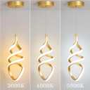 Pendant Lights,3 Pack Brushed Gold Pendant Lighting for Kitchen Island,LED Pendant Lights 3 Color Temperature,Modern Pendant Light Fixtures,Gold Brass Pendant Lighting,Dimmable Spiral Ceiling Light