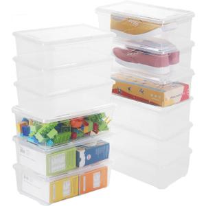 6Qt Shoe Storage Box 12 Pack Plastic Stackable Shoe Organizer Bins with Lid Durable Shoe Storage Organization Storage Box for Crafts and Art Supplies