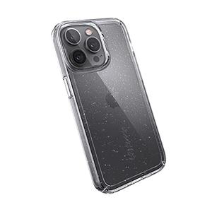 Speck MagSafe Case for iPhone 13 Pro - Drop & Camera Protection, Clear Phone Case, Wireless Charging Compatible - Clear/Platinum Glitter