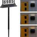 Solar Address Sign for House Numbers  Double-Sided LED Address Plaque with Magnetic Mount, Wall Mount & In-Ground, 3-Color Light Modes, IP65 Waterproof, Solar Powered for Yard, Garden, Mailbox