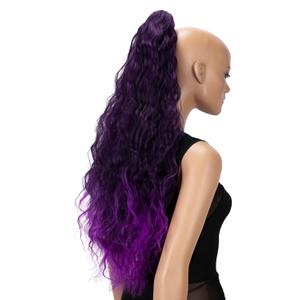 CAISHA 28" Extra Long Voluminous Wavy Ponytail Hairpiece Heat-resistant Synthetic Fibres With Butterfly Clip Purple Mix H723