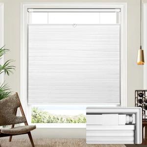 Lazblinds Upgraded Top Down Bottom Up (TDBU) Honeycomb Blinds, No Drill No Tools Easy Install Cordless Cellular Shades for Windows 32" W x 64" H, White - Blackout