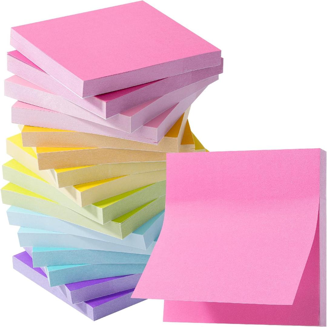 Mr. Pen Sticky Notes, 3'x3', 16 Pads, 1300 Sheets, Prism's Reverie, Colorful, Bulk