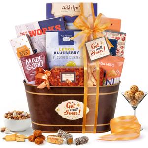 Broadway Basketeers Get Well Soon Care Package Gift Basket. Send Your Get Well Wishes With This Beautiful Display Basket Enjoy the Large Assortment of Sweets and Savory,Perfect for Mom, Dad, & Friends, 3 pounds (EXP 09/23/26)