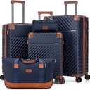 Cosbarn Luggage Sets 5 Piece with TSA Lock Spinner Wheels, Unisex Hard Case ABS Suitcase Set, Hardshell Lightweight Waterproof Travel Hardside Suitcases with Wheels for Women Men, Dark Blue