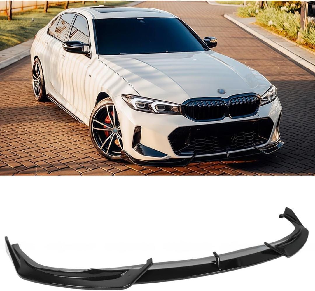 Front Lip Compatible with 2023-2025 BMW G20 LCI 3-Series 330i 330e M340i (M-Sport Only), Performance Bumper Air Dam Lower Chin Splitter Protection Body Kit (Glossy Black)