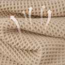 Microfiber Waffle Bath Towels, 4 Pieces, Soft, Absorbent, Fast Drying, Lint Free 430 GSM (Beige)