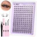 ALICE Lash Clusters Kit Natural Wispy Lash Extension Kit Clear Band Cluster Eyelash Extensions 140pcs 8-16mm Individual Lashes with Lash Glue Bond and Seal and Tweezers DIY at Home