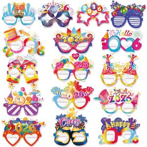 HOWAF 16 Pieces Happy New Year Glasses Colorful 2026 Glasses New Years Eve Party Supplies 2026 NYE Photo Booth Props for Happy New Year Decorations NYE Party Favors Accessories
