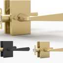 Mega Handles Serrano Privacy Door Handle - 1 Pack Interior Reversible Gold Door Handle, Heavy Duty Bed & Bath Door Handles with Privacy Door Lock, Fits All Standard Doors - Satin Brass