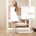 White Metal Dog Gate for Small Dogs - 17.7" Short Freestanding Puppy Gate with Retractable Sliding Rail, No Installation, Indoor/Outdoor Use, Foldable & Portable Pet Barrier