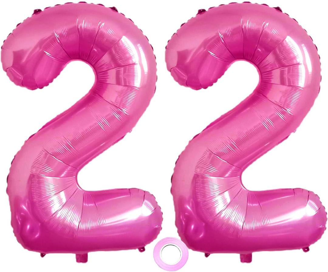 Number 22 Balloons 32 inch Digital Balloon Alphabet 22th Birthday Balloons Digit 22 Helium Balloons Big Balloons for Birthday Party Supplies Wedding Bachelorette Bridal Shower, Rose Red Number 22