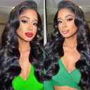 26 inch 13x6 Body Wave Human Hair Wigs Natural Black 180% Density Glueless Wigs HD Transparent Lace Frontal Human Wigs for Women