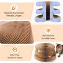 Upgraded Double Layer Curls Cardboard Cat Toy, Magic Organ Cardboard Cat Scratcher with Cat Toy Ball Track for Kitten Kitty, Foldable Accordion Interactive Cats Ball Toy for Indoor Cats