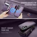 Defencase for Galaxy S26 Magnetic Wallet Case Compatible with Magsafe with RFID Blocking Zipper & Card Holder for Women Men, PU Leather Detachable Phone Case for Samsung Galaxy S26 6.3 inches, Purple