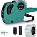 GILLRAJ Price Gun with Labels for Retail GX-7700 Pricing Gun with 5000pcs Green-Margined Sticker Labels & Spare Ink Cartridge