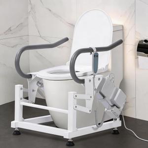 Lift Toilet Seat for Elderly with Padded Arms, Dual Motors Electric Sit to Stand Lift for Elderly and Disabled, Toilet Seat Lift Supports Up to 440lbs