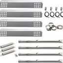 Hisencn Grill Replacement Parts for Charbroil Commercial 4 Burner 463241113, 463449914, 463250811, 463251012, 463241413, Gas Grills, Pipe Burner Tube, Heat Plate Tent Shield and Crossover Tube