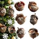 Forest Animal Acorn Ornaments Cozy Forest Christmas Ornaments, 6PCS Cozy Forest Animal Acorn Christmas Ornaments for Christmas Tree, 2D Acrylic Hanging Ornament Home Party Décor