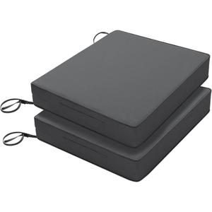 Favoyard Patio Chair Cushions 18.5 x 16 x 3 Inch Waterproof Outdoor Seat Cushions for Patio Furniture 3-Year Color Fastness Garden Sofa Couch Pads with Handle & Adjustable Straps Set of 2, Dark Grey