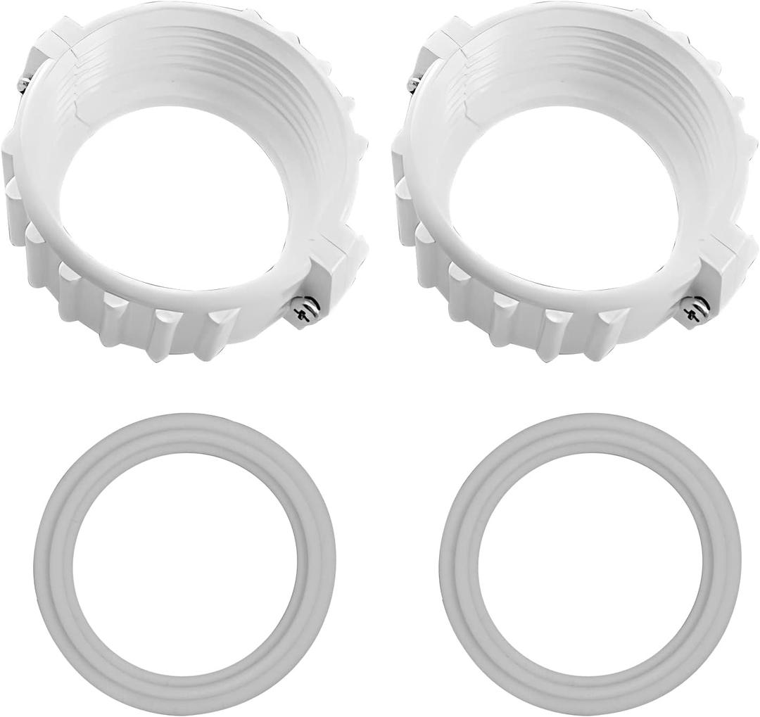 UCEDER 2 Pack Spa Hot Tub Heater Split Nut Unions with Screw, 2 pcs Heater Gasket/O-Rings,(Actual Size 3 Inch,Suitable for 2 Inch Heater Assemblies)