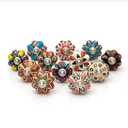 Vintage Multi Designed decorative Ceramic Cupboard kitchen Cabinet Door Knobs bathroom dresser almirah Drawer Pulls retro handles boho classical glazed hardware (Multi Mix Flower New - Pack of 12)