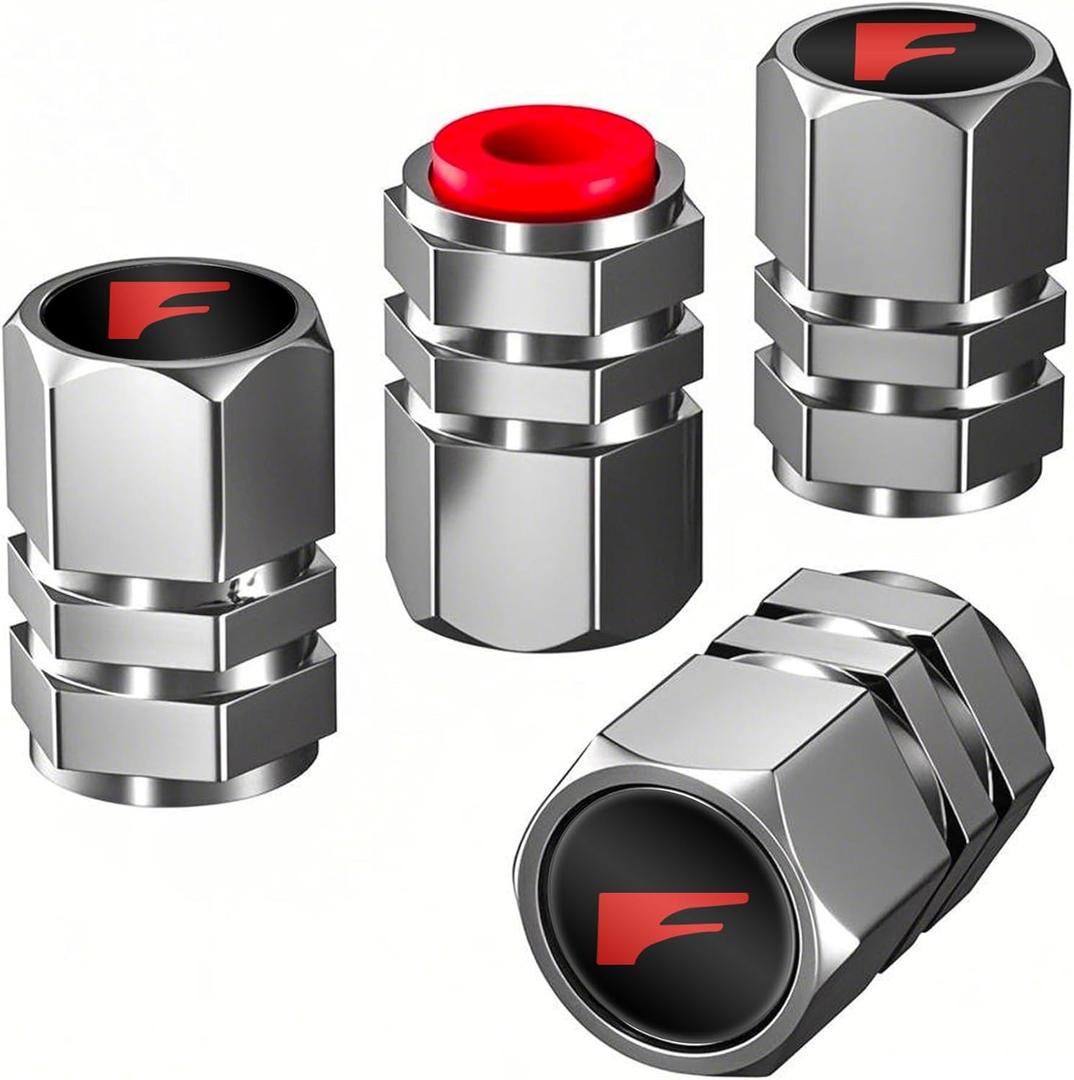 Aluminum 4pcs Compatible with F Sport Tire Valve Stem caps Cover Set for F Sport LINE Car Accessories Decor. (Silver-for-F)